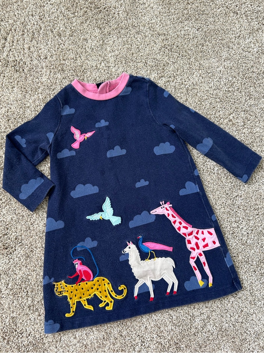 JOULES Rosalee A-Line Dress with Jungle Animal Appliqués in Navy Blue